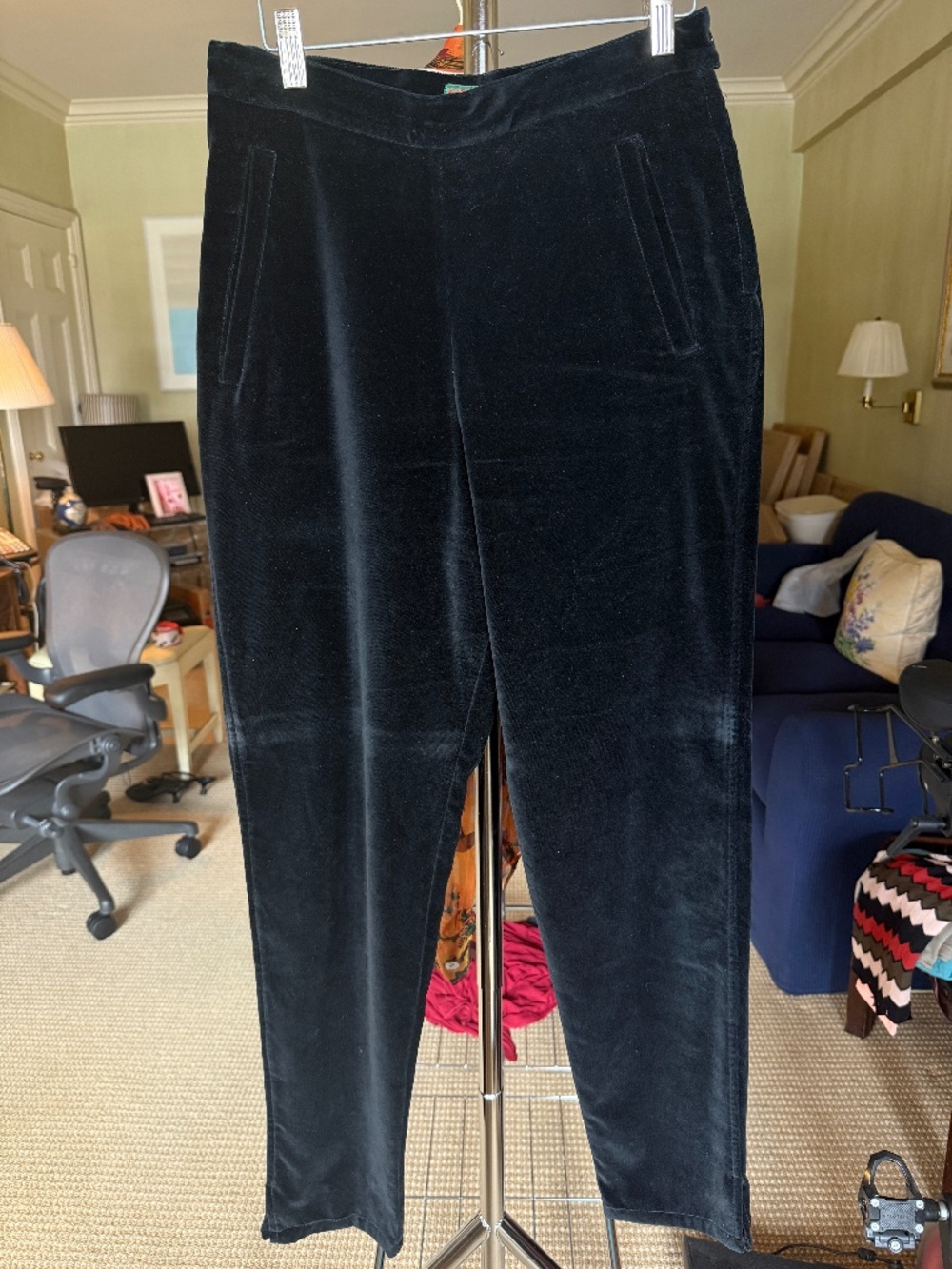 Vintage Katharine Hamnett Denim Black Velvet Pants - Size 31 - Made in Italy